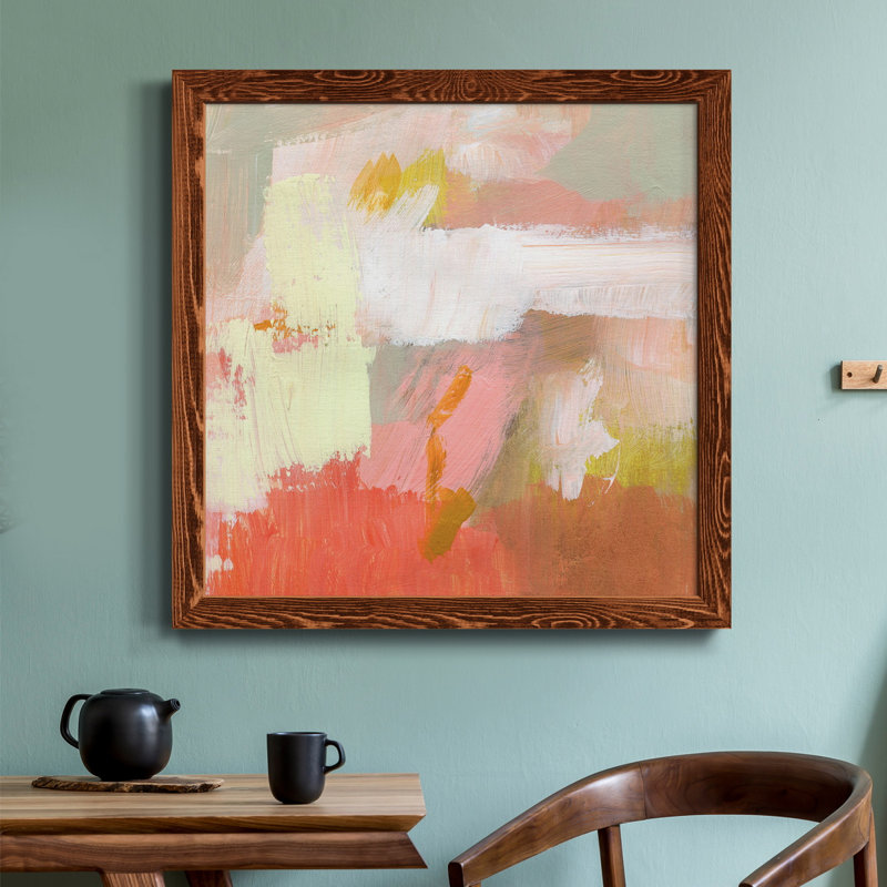Jaune et rosé II - Toile encadrée de qualité supérieure - prête à être accrochée, Érable, H 27,5 po x l 27,5 po x P 1,5 po