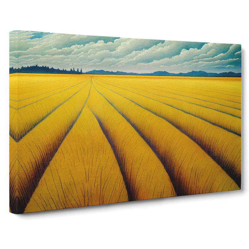 Watercolour Wheat Field Vol.6 - Wrapped Canvas, 40cm H x 60cm W x 3cm D