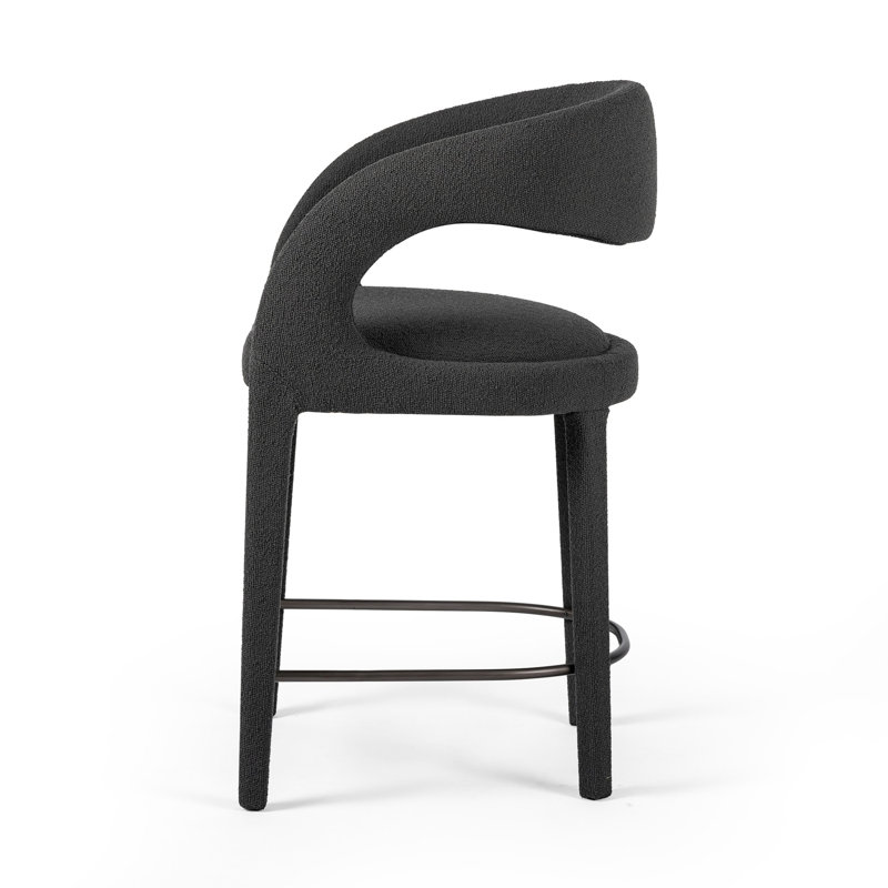 Hawkins Stool, Counter Stool (26.57" Seat Height), Fiqa Charcoal Boucle/Polyester