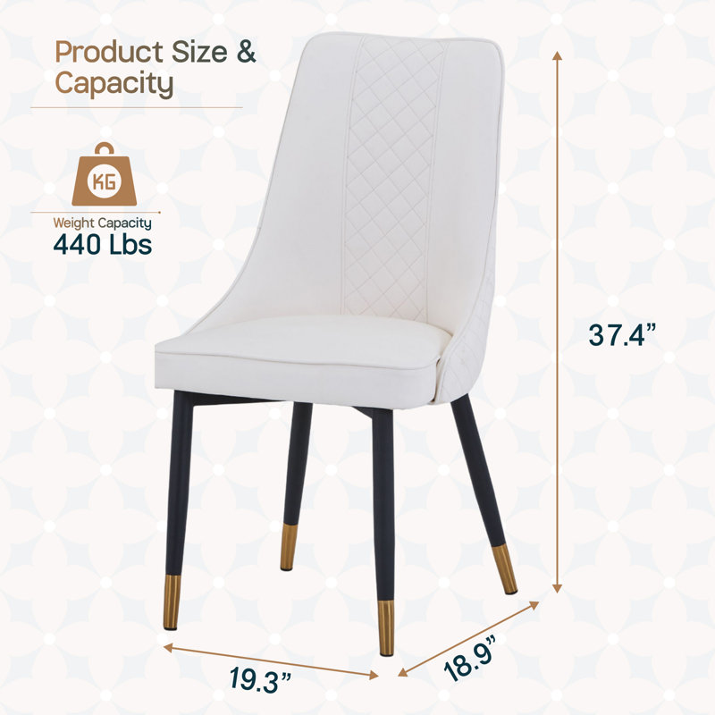 Calume Dining Side Chair – Modern Upholstered Dining Chair with High Back, Diamond Stitching, and Solid Oak Wood Legs, Ergonomic Kitchen & Dining Room Chair