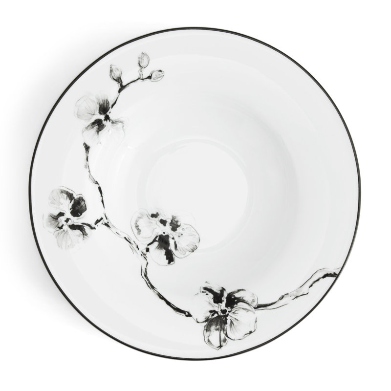 Black Orchid Rimmed Serving Bowl