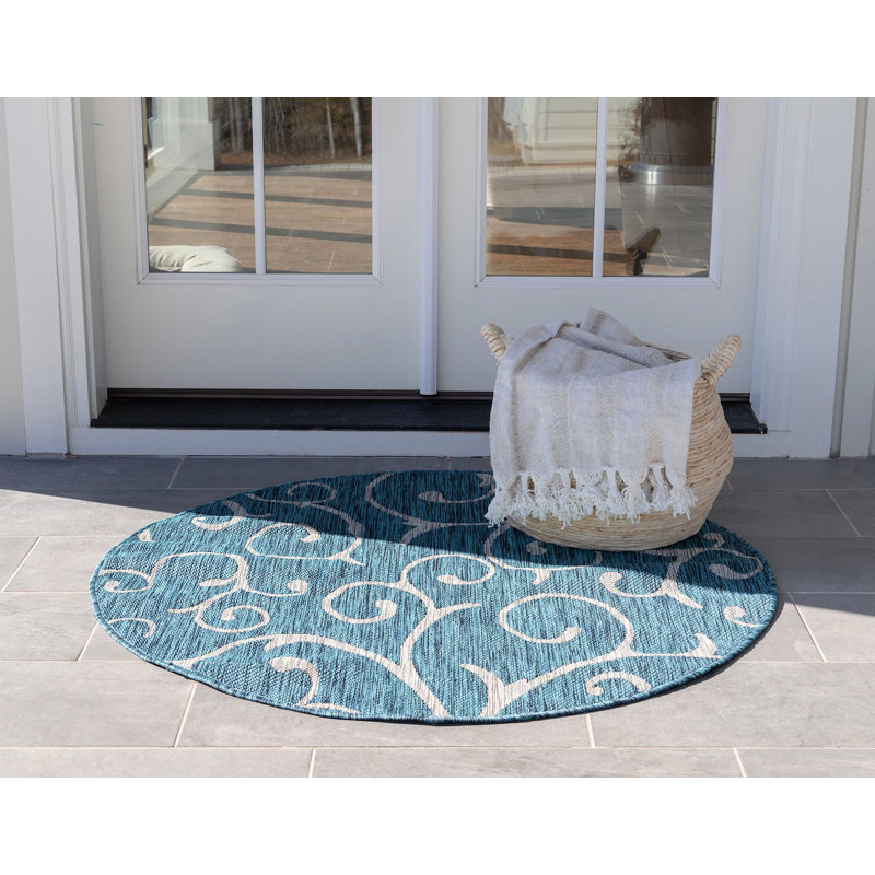 Tapis d'extérieur Kona couleur fougère, Rond 4 pi