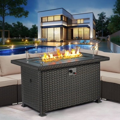 Rectangle Aluminum Propane Smokeless Fire Pit Table with Hidden Fuel Tank