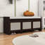 Banc de rangement pour hall d'entrée rétro avec 3 tiroirs en rotin, rangement dissimulé à plateau relevable et coussin rembourré amovible pour le couloir-24044890