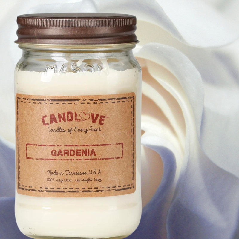 Gardenia Scented Jar Candle with Glass Holder