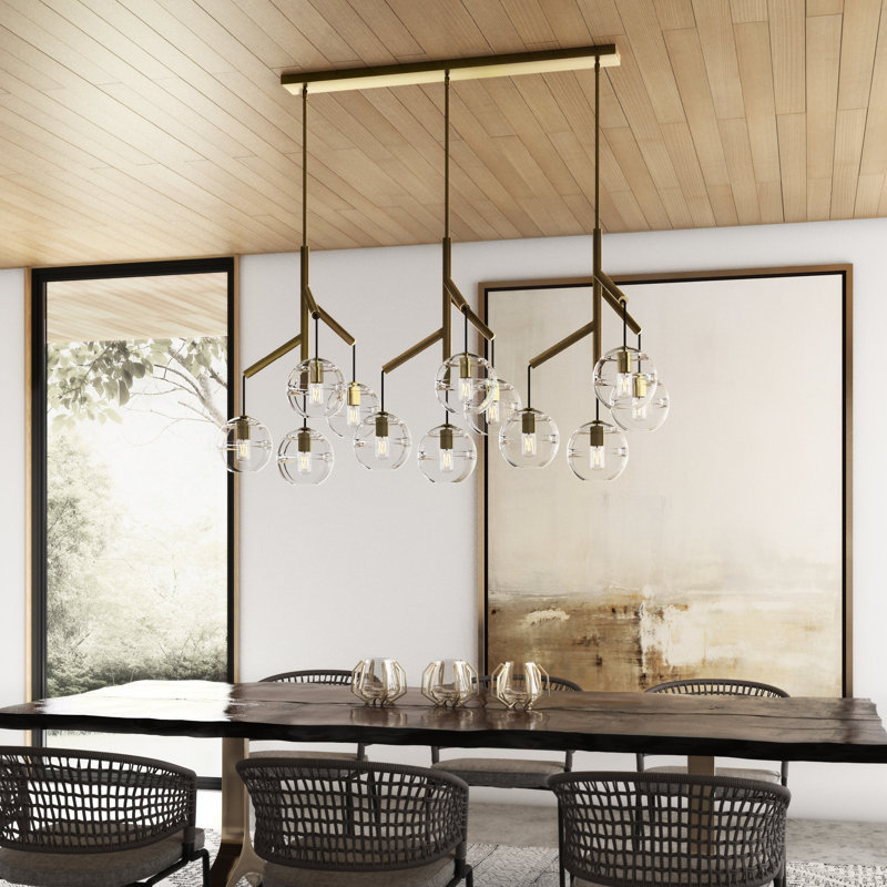 Sedona 12 - Light Chandelier, Aged Brass, Clear, Yes