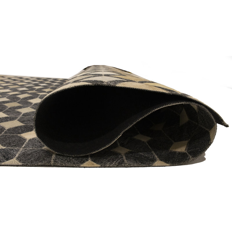 Tapis oriental gris moderne en cuir 5X8