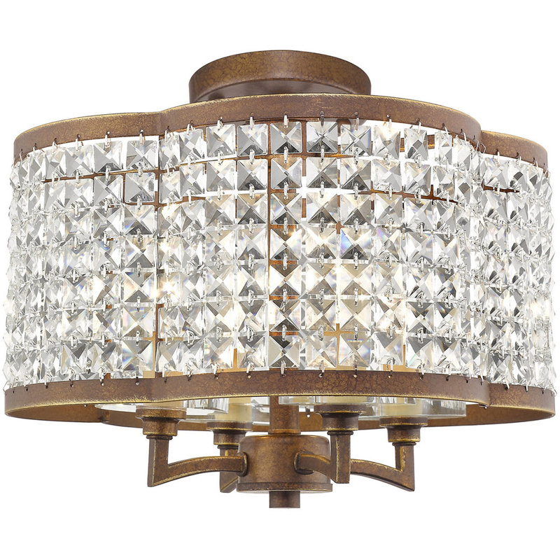 Palacial Bronze Mini Chandelier with Clear Crystal Shade