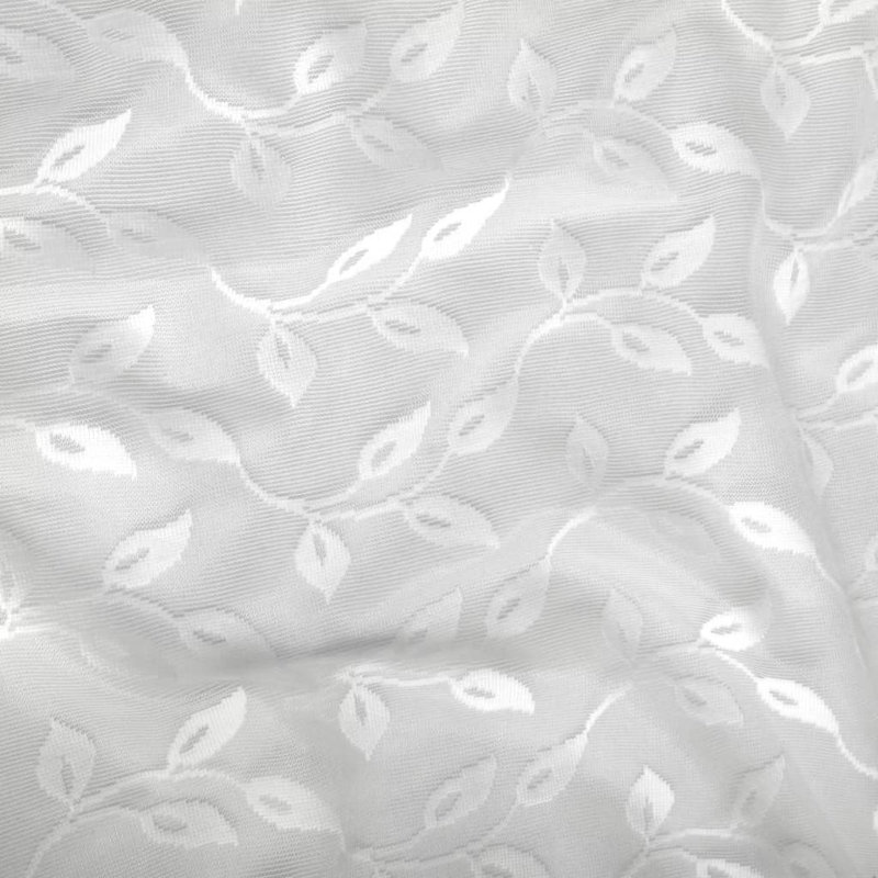 Fingal Semi Sheer Curtain Pair, Leaves White, Width 140cm x Drop 245cm