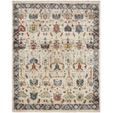 Mobasher Wool Flroal Area Rug in Ivory