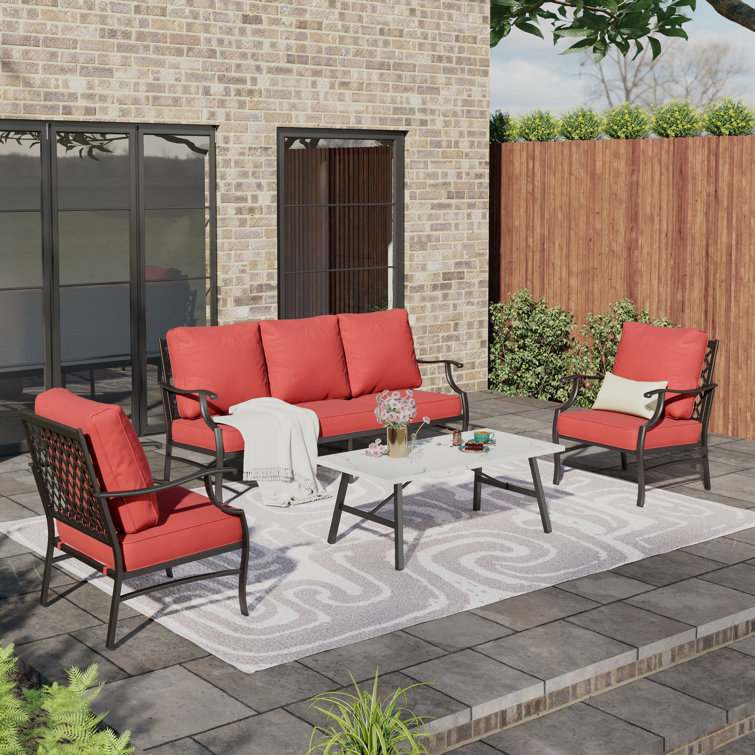 Asfand 5-7- Person Patio Conversation Set with Optional Ottoman