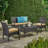 Outdoor Pe 4 Piece Conversation - Brown. Includes With Cushion, 2 Chairs Cushions, And Table. Made From Iron. Tan Cushion Covers. Assembly Required. Sizes: 26.76D X 42.75W 30.67H In, 22.50W Table-111141941