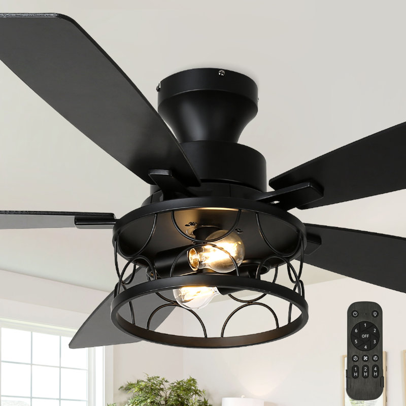 Ventilateur de plafond encastré 52 pales 52 "avec lumières et télécommande, ventilateur d'intérieur et classique réversible 6 vitesses Farmhouse