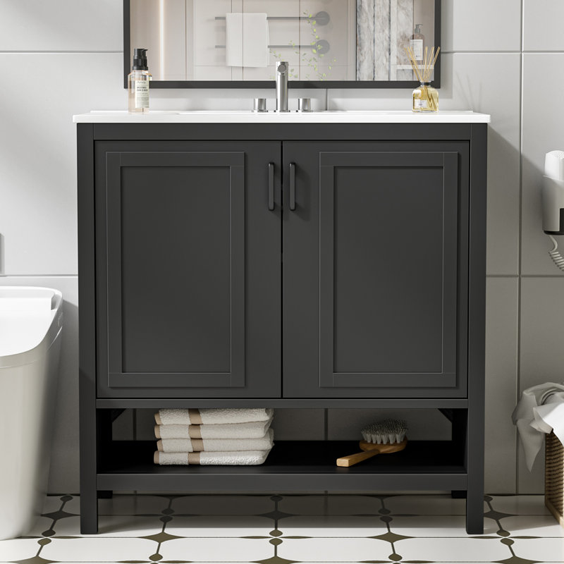 36''W Single Bathroom Vanity With Ceramic Vanity Top, 36"