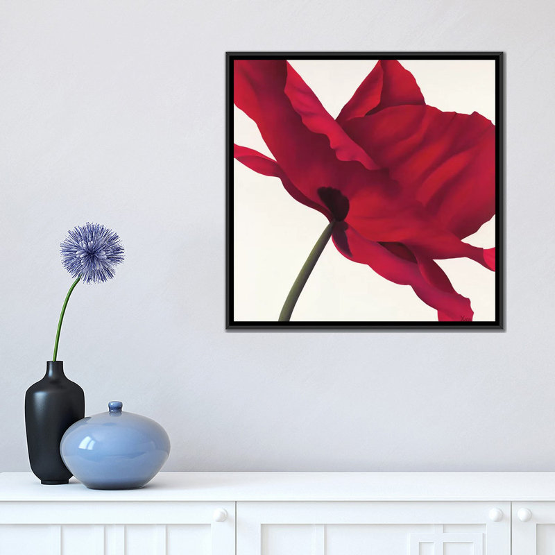 « papaver i », impression sur toile, H 18 po x l 18 po x P 1,5 po, Toile avec cadre noir, Pas de tapis