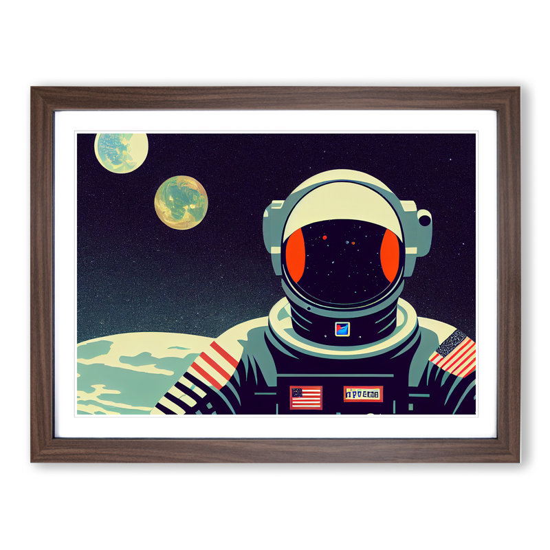 Solo Astronaut - Framed Print, 46cm H x 64cm W x 2cm D, Walnut