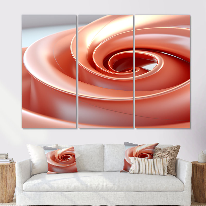 Abstrait tourbillon apaisant orange - art mural géométrique, Toile tendue, H 28 po x l 36 po x P 1 po