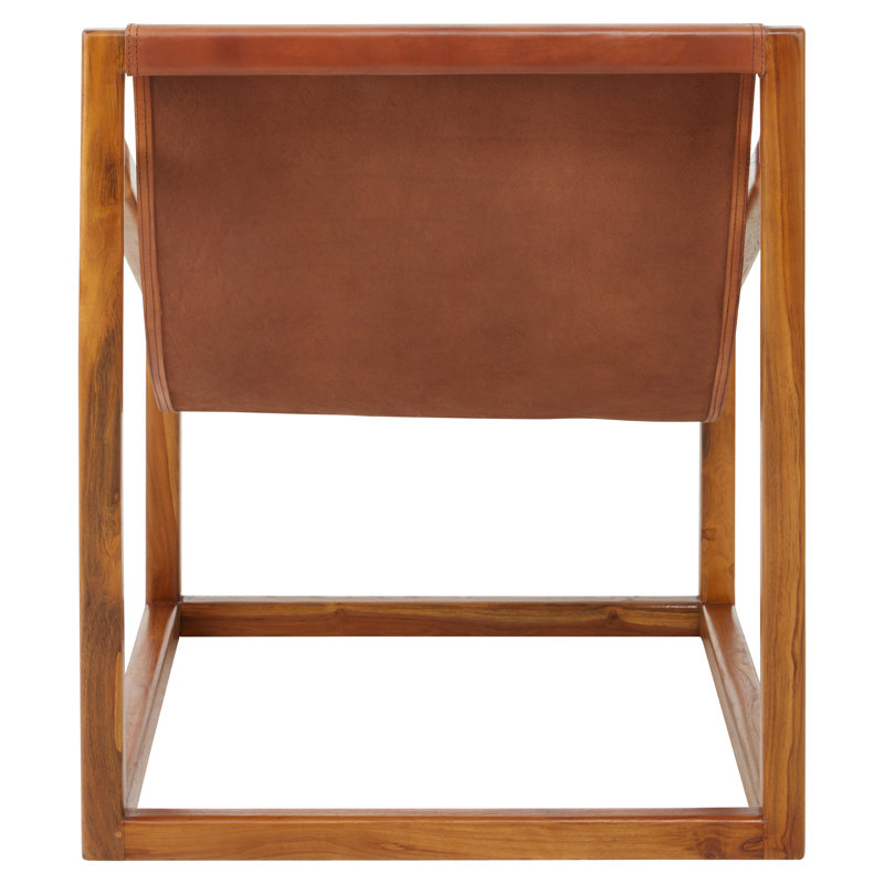 Natalie Leather Accent Chair, Brown, Natural