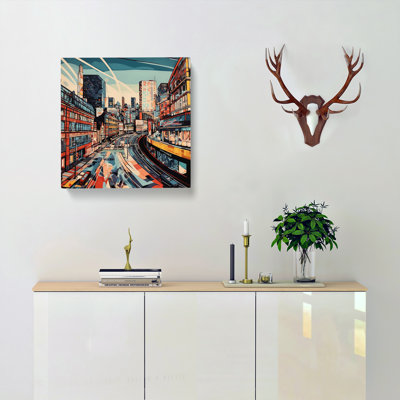 City Of Manchester Futurism - Wrapped Canvas - Framed Print