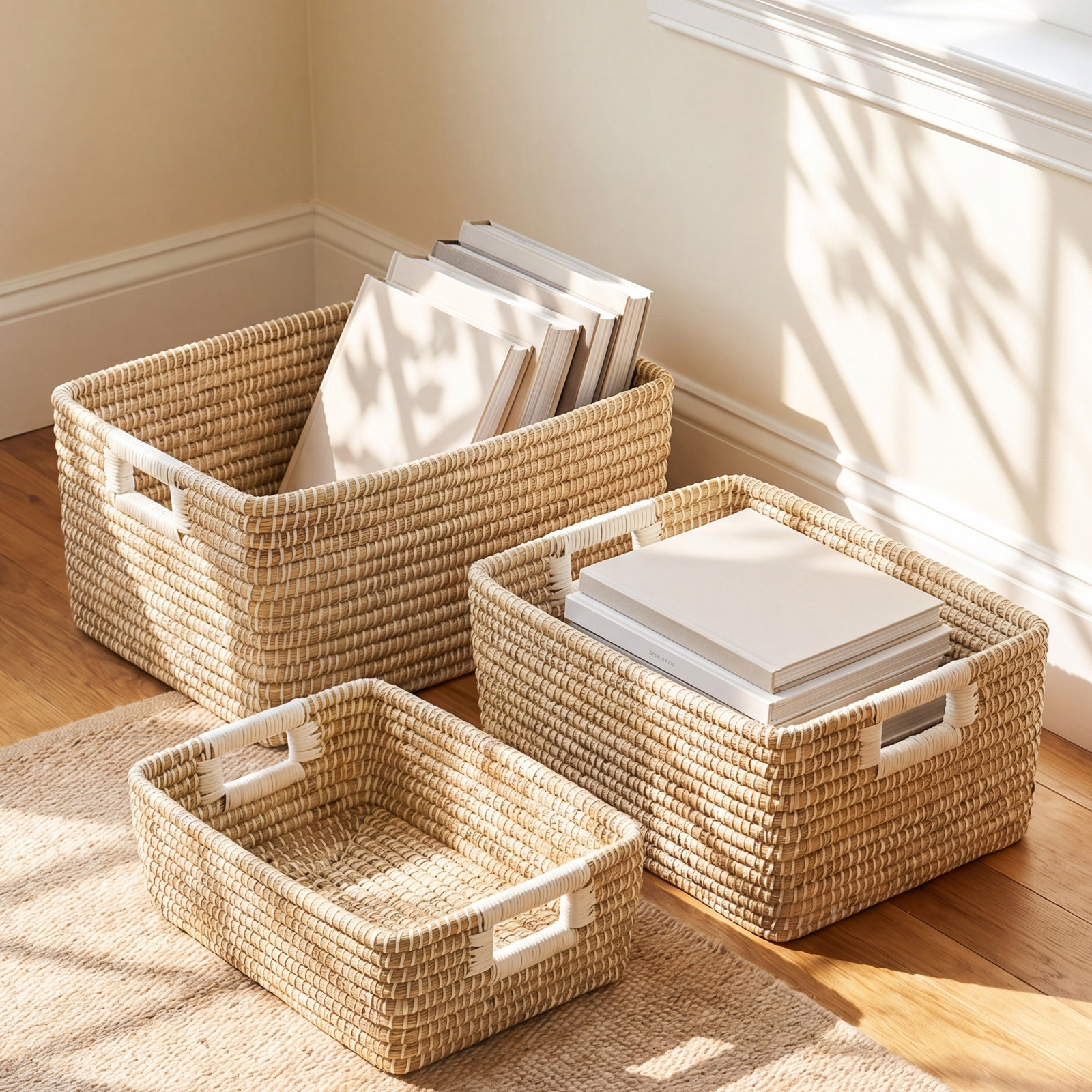 Vira Handmade Seagrass Decorative Basket - Set of 3
