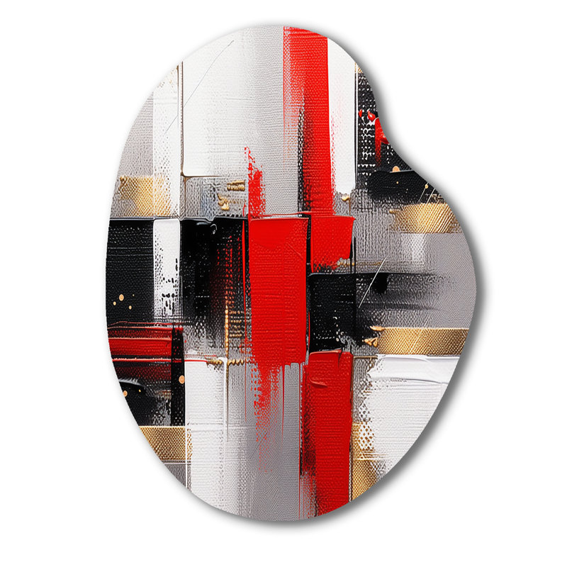«Chiyeko - Cubism Unique Shape», impression murale en métal à forme libre rouge, H 30 po x l 22 po x P 1 po