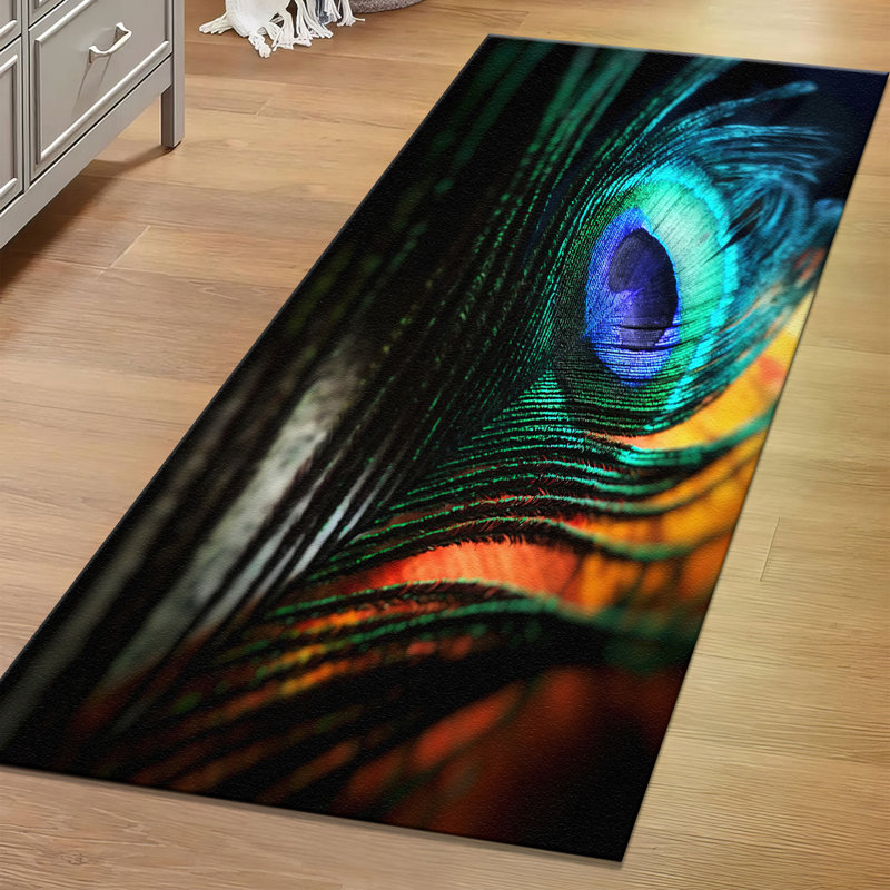 Non Woven Soft Printed Rug with a Floral Pattern in Neutral Tones Ideal for Living Room or Bedroom Decor