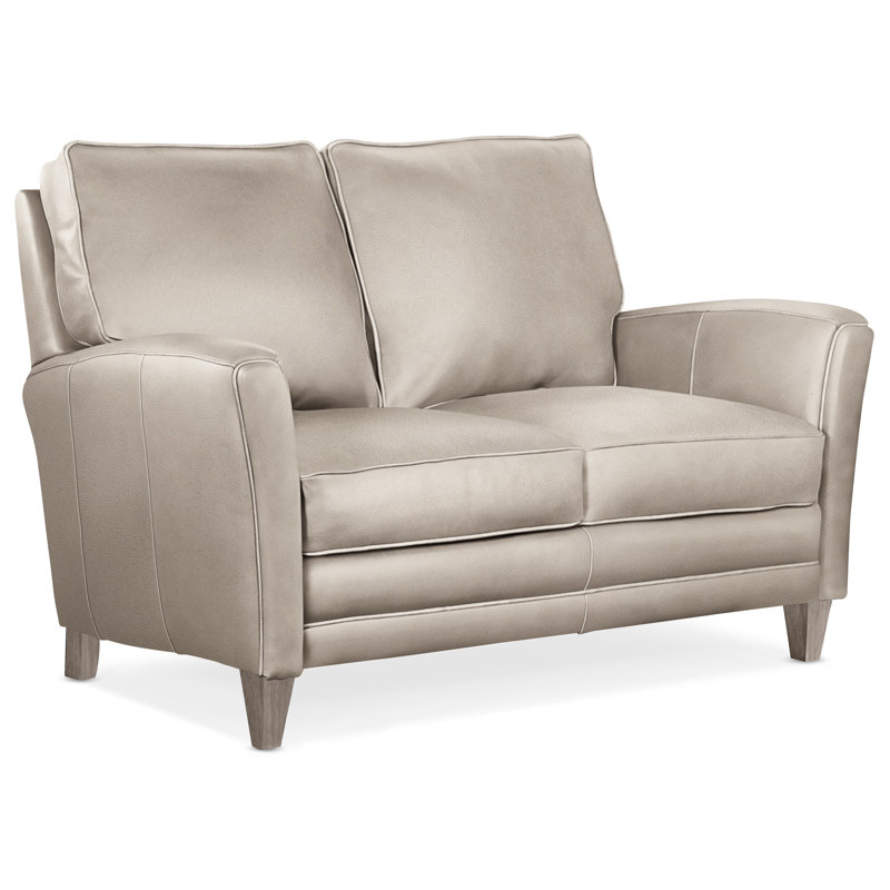 Zion Loveseat, Stone, Aline Light Gray Stonewash Genuine Leather