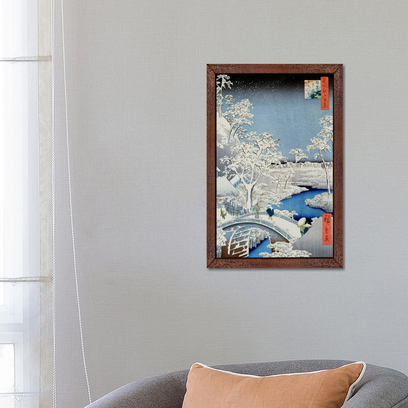 Winter Landscape by Japanese School - Floater Frame Painting on Canvas, Brown Framed, 66.04 cm H x 45.72 cm W