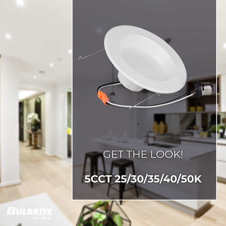 862651 14 Watt 5CCT Selectable Adjustable 5/6" Integrated LED Recessed Downlight with E26 Quick Connect Adapter (Set of 4)