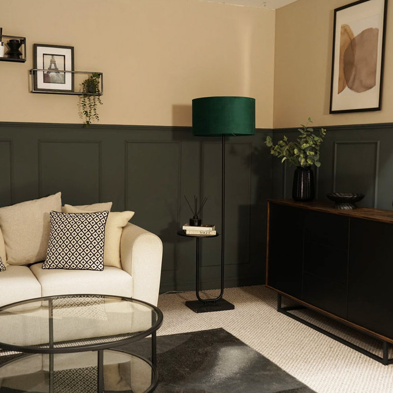 Replogle Matte Tray Table Floor Lamp Set, No, Black, Green