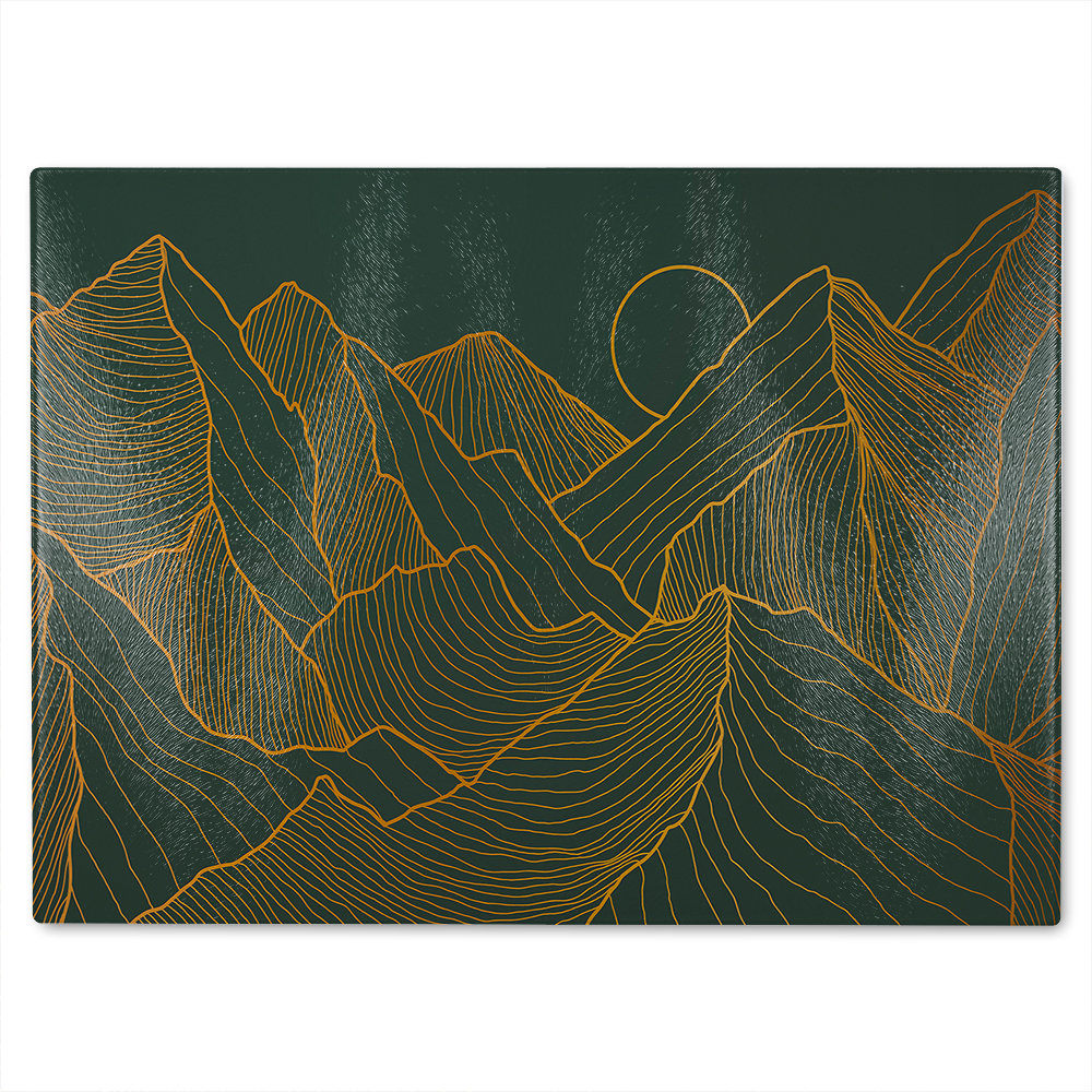 mountain line art Designer Glass Chopping Board
