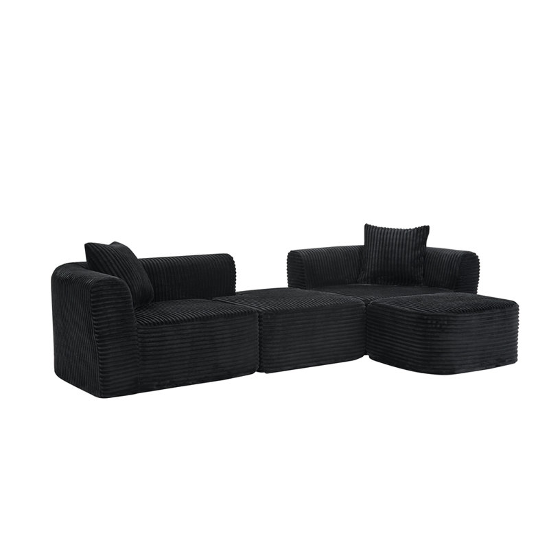 Canapé modulaire 114 po avec méridienne en forme de L, canapé modulaire avec repose-pieds mobile 114 po, canapé rembourré pour la chambre à coucher du salon, aucun assemblage requis