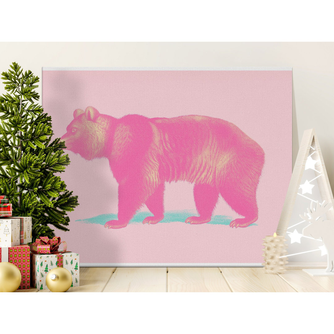 Pink Bear Pop Art Canvas Print
