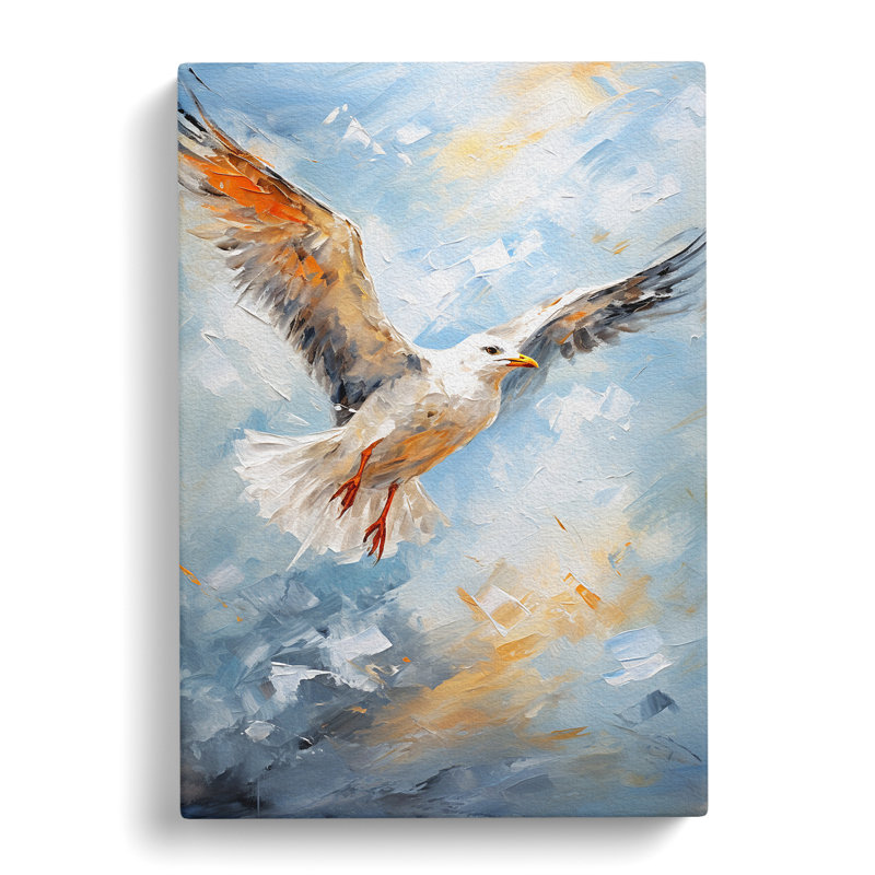 Seagull Gestural Art No.2 - Wrapped Canvas, 50cm H x 35cm W x 3cm D