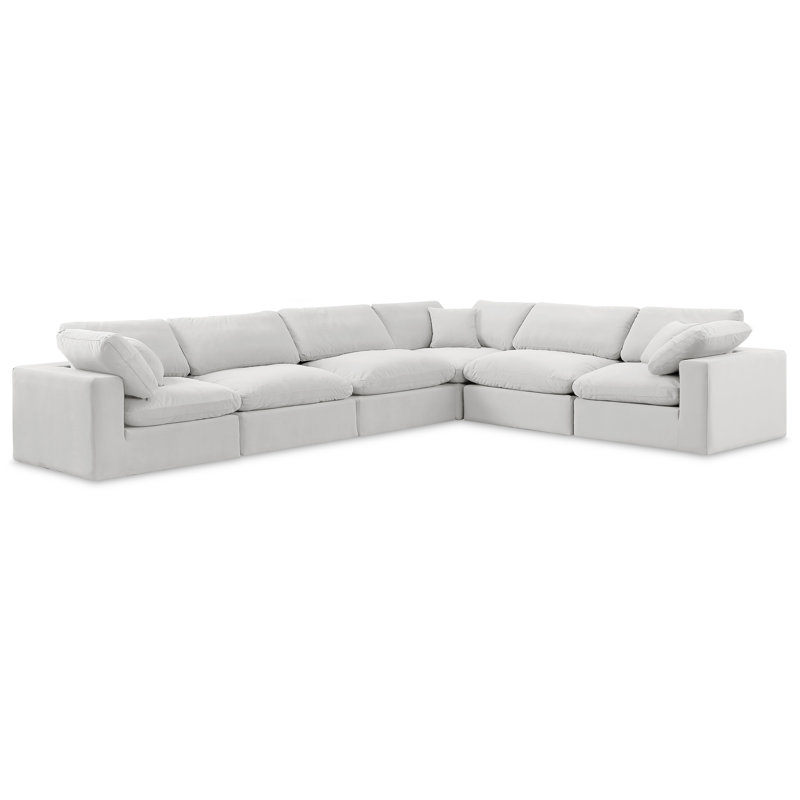 Canapé modulaire réversible en velours de 160 po Homero, Velours crème