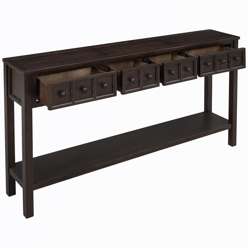 Console Ashay, table d'entrée, table de couloir de 60 po de long avec deux tiroirs de taille différente et tablette inférieure