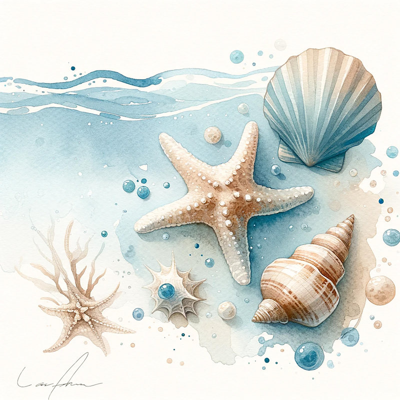 Art mural sur toile coquillage et étoile de mer côtière, décor de plage beige bleu doux, art mural côtier de salle de bain, œuvre d'art océan neutre