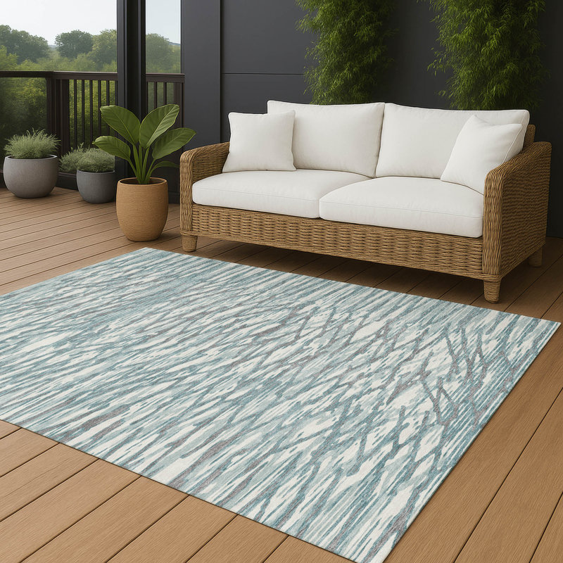 Machine Washable Indoor/Outdoor Chantille ACN2771 Modern Rug, Teal, 8' x 10'