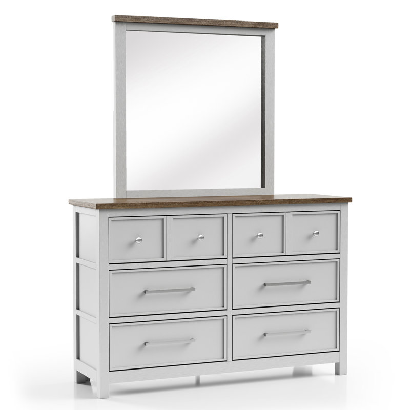 Ensemble commode et miroir 2 pièces Lonegan, Blanc