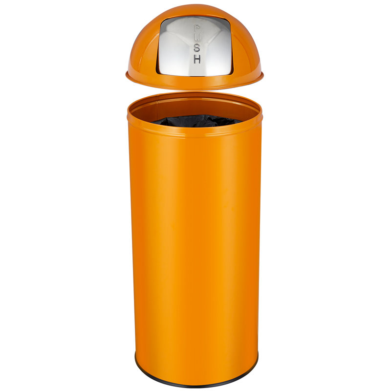 17 Gal / 65L Push Lid Trash Can Commercial Grade Heavy Duty Tall Commercial Trash Can Brushed Stainless Steel