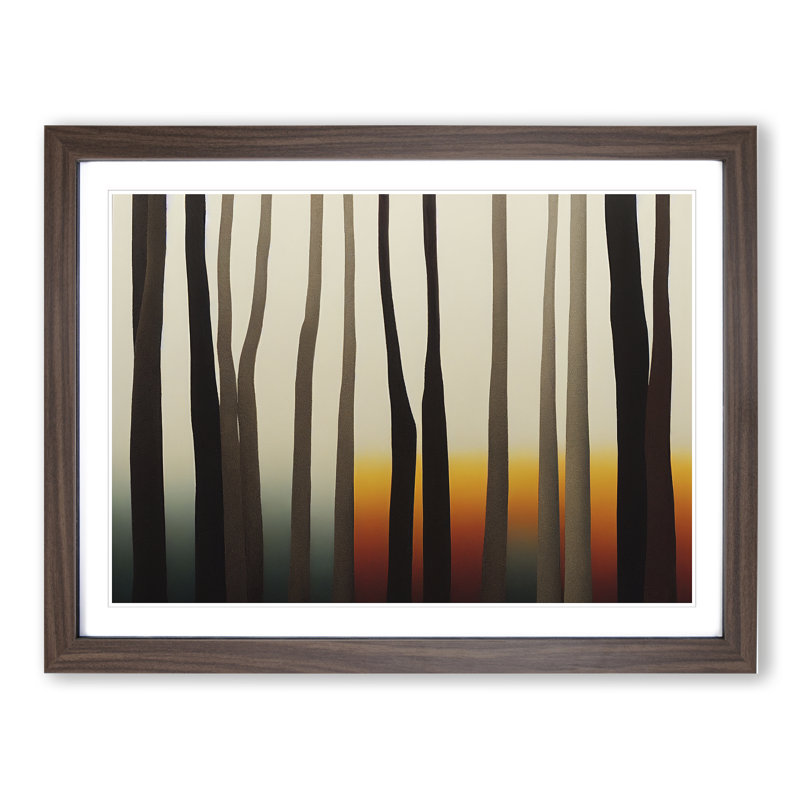 XH1022-10174X Winter Abstract Forest - Single Picture Frame Painting, 46cm H x 64cm W x 2cm D, Walnut