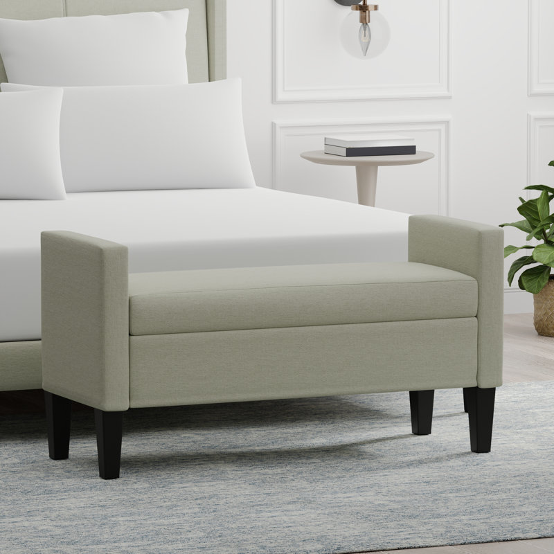 Anye Polyester Upholstered Storage Bench, Beige, 24" H x 46.06" W x 17.8" D