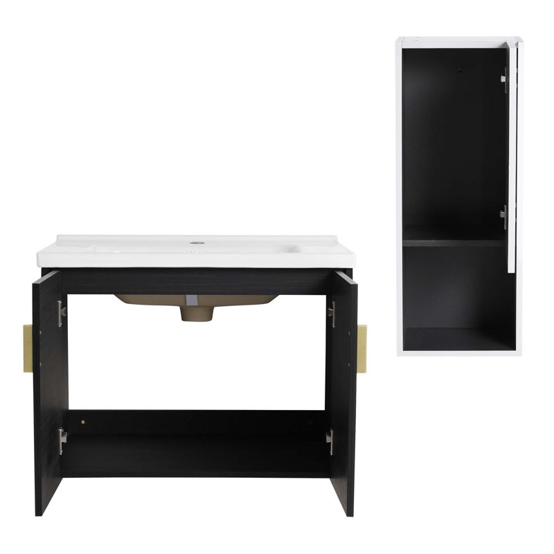 Meuble-lavabo mural polyvalent avec plusieurs composants fonctionnels, 28"