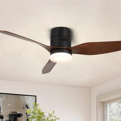 46" 3-Blade Flush Mount Ceiling Fan with LED Lights and Remote Control