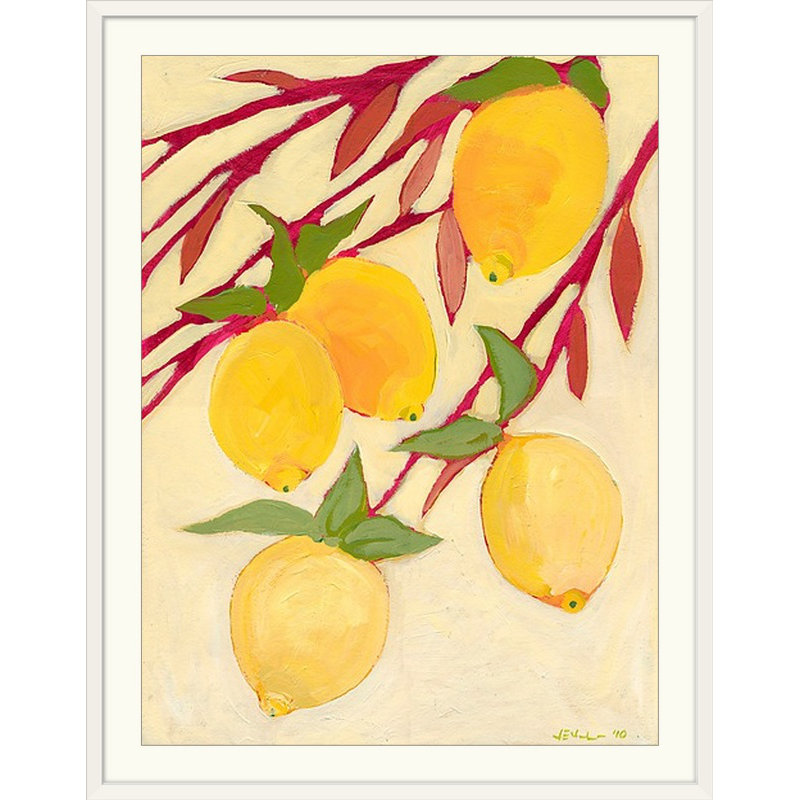 «Nolani Five Lemons», reproduction, H 32 po x l 26 po x P 1 po, Cadre blanc