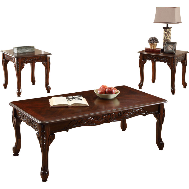 Fetullah 3 - Piece Living Room Table Set, Dark Cherry