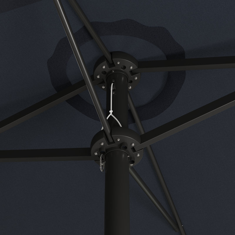 Parasol d'extérieur avec inclinaison réglable et base robuste, Bleu