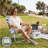  4-Position Reclining Beach Chair, Blue & White Cabana Stripe Folding Beach Chair with Wooden Armrests, Cup Holder & Storage Pocket, Portable Outdoor Chair-694569979