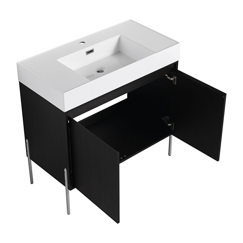 Freestanding Bathroom Vanity With Resin Sink, Storage Cabinet