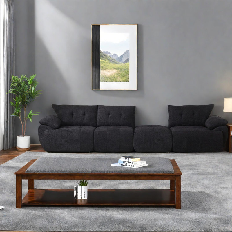Canapés à compression, grand canapé modulaire moderne en chenille de 115 pouces pour la maison